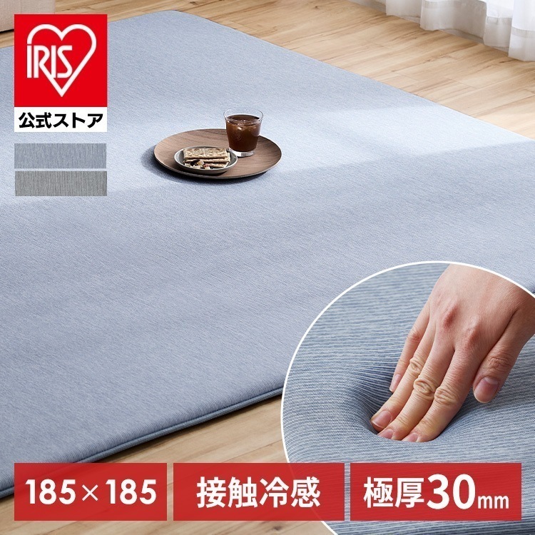 【公式】 ラグ マット 185185 約2畳 正方形 四角 ラクッションラグ 厚手 接触冷感 2畳 2帖 ACR2C-1818 グレー ブルー メガ割