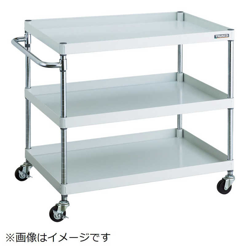 トラスコ中山　フェニックスワゴン 750×500 3段 φ75ゴム車輪 W色　PEW973G75W