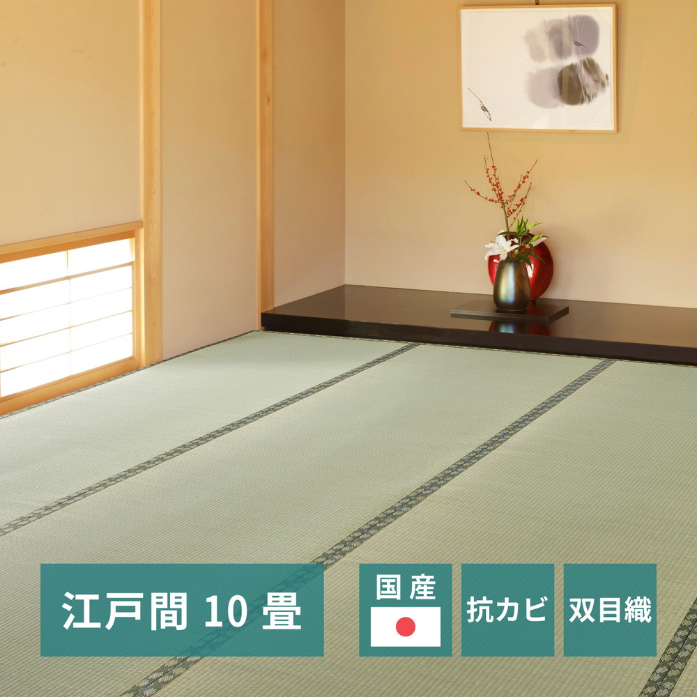 国産い草カーペット [天草（あまくさ）] 江戸間 10帖（352x440cm） グリーン