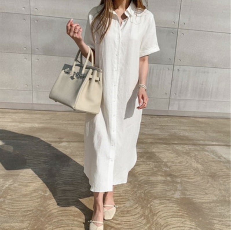 ワンピース デート シャツワンピース ロング ロング丈 袖あり 半袖 かわいい 大人可愛い きれいめ シンプル カジュアル 大人 上品 おしゃれ お洒落 かっこいい レトロ 大人女子 こなれ感