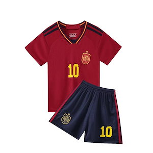 スペインホーム10号国家チームサッカー服セット男子チーム服ユニホーム子供服14-30ヤード