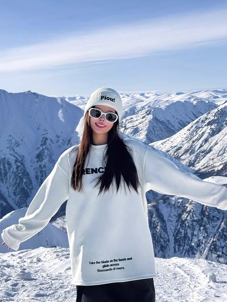 スノーボードウェア 2024 2025 単品 レディース メンズ トップス スウェット パーカー 白 ゆったり スノボー スキーウェア スノボウェア 韓国風 防水 防寒 防雪 保温 防風