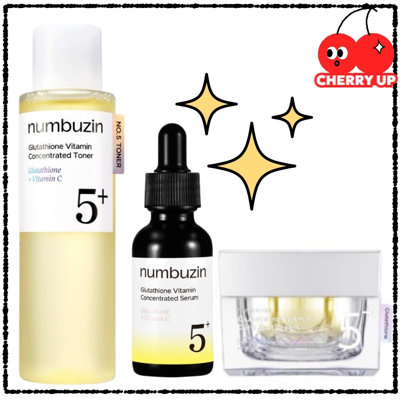 【ラインで透明ケア】numbuzin 5番 トナー＋セラム＋クリーム 3点セット 5番企画セット 白玉グルタチオンC美容液白玉リンガーグルタチオンCトナー5番 グルタチオンCセットトーンケア スキンケ