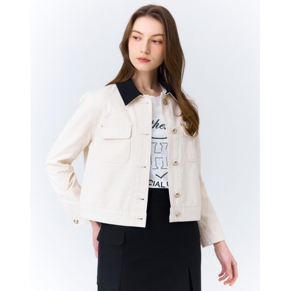 (ヘッジスレディース) 24SS アイボリーカラーカラーカラーデニムジャケット HSJA4B203IV