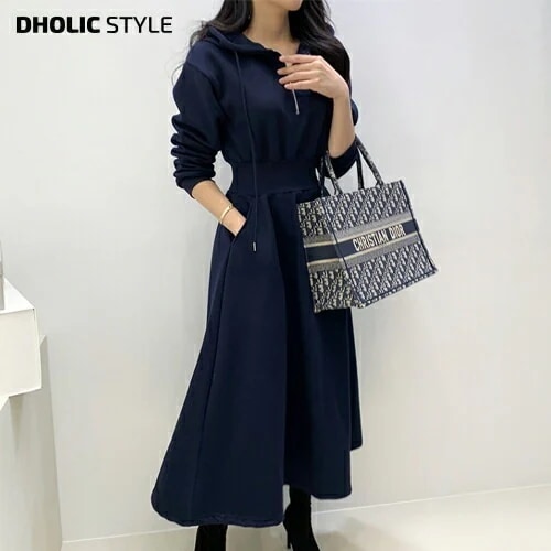 裏起毛ハーフジップパーカーワンピース・p608862