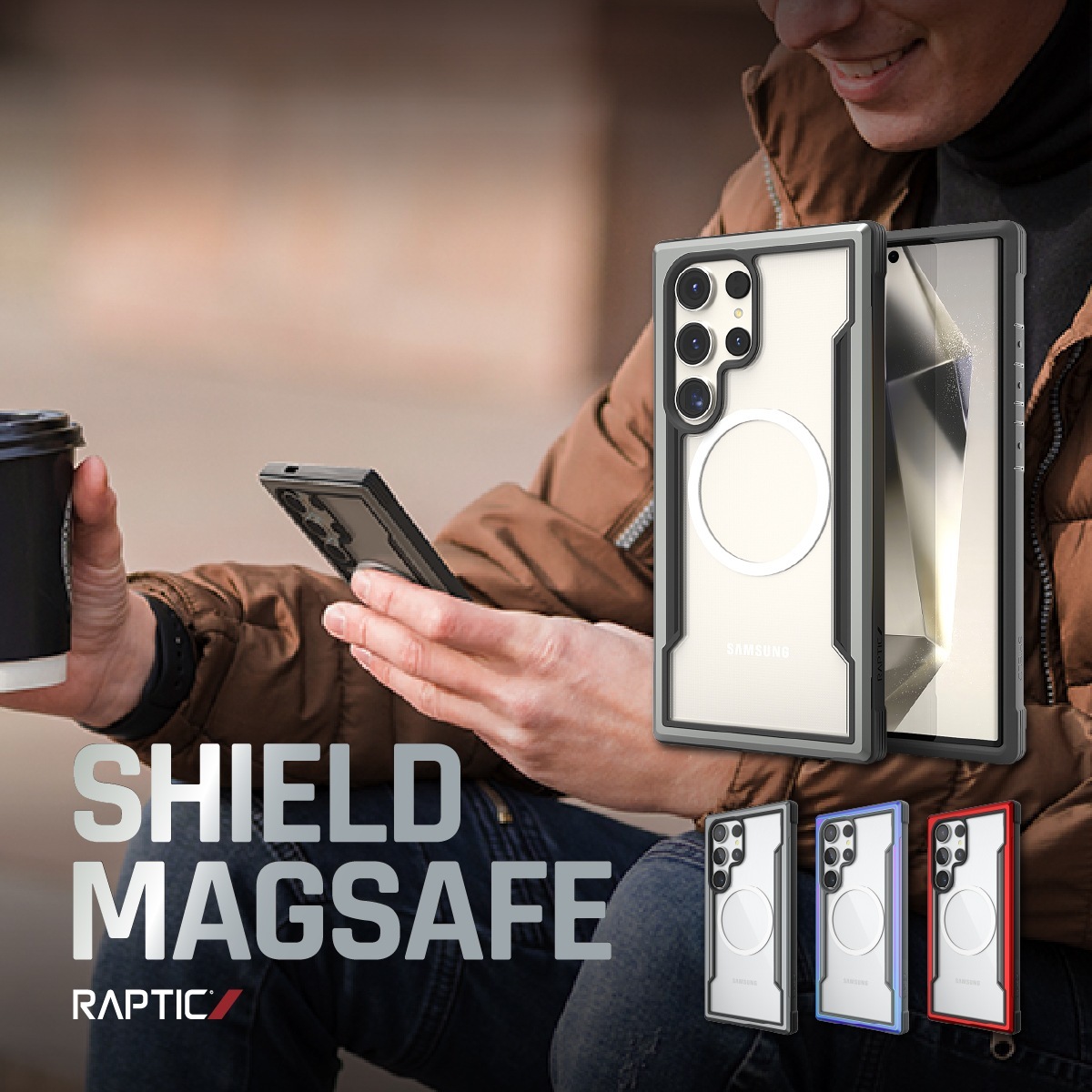 Galaxy S24 Ultra 対応 ケース MagSafe Qi2 対応 耐衝撃 米軍MIL規格 クリア スマホケース アルミ フレーム Shield MagSafe