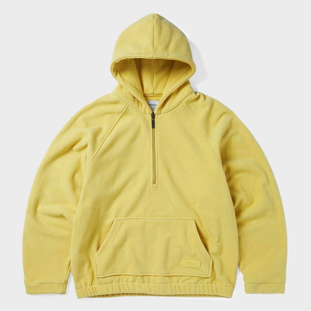 This Iz Never This フード付きフリースハーフジッププルオーバーイエロー