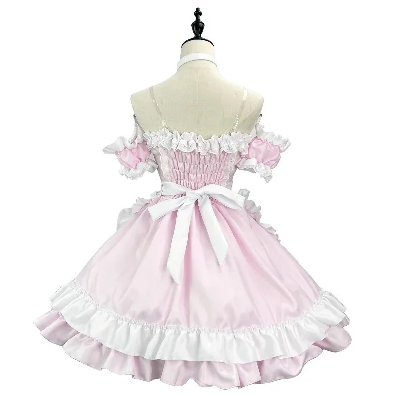 ピンクのコスプレプリンセスドレス コスプレ用 制服 ロリータ 学生用 大きいサイズ 裸の肩付き