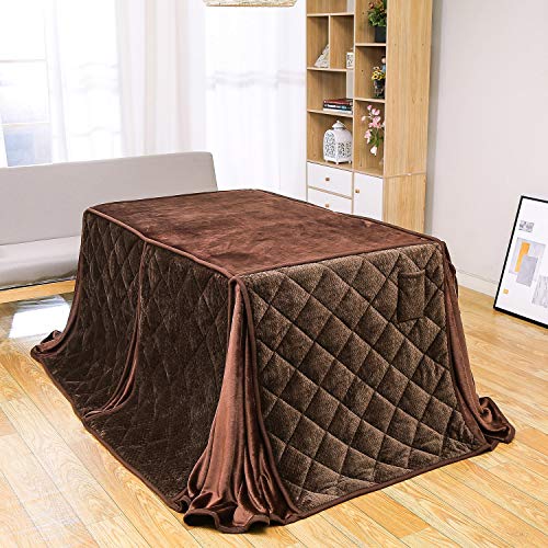 JEMAジェマ ハイタイプ テーブル ダイニング 省スペース こたつ布団 こたつ掛け布団 掛け布団単品 吸湿発熱 ふわふわ感触フランネル生地 約240x295ｃｍ 長方形 洗える ブラウン ケーブル模