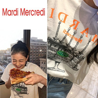 TWICE ジヒョちゃん着用 マルディメクルディ Tシャツ 【アイボリー/F】 TWICE ジヒョちゃん着用 マルディメクルディ Tシャツ