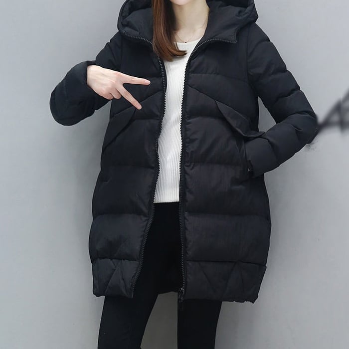 アウター 上着 コート フーデッドコート 中綿コート ダウン風 キルティング コート Ａライン ミドル丈 チュニック丈 無地 ジップアップ 温かい 防寒 防風 体型カバー スタイルアップ lout03