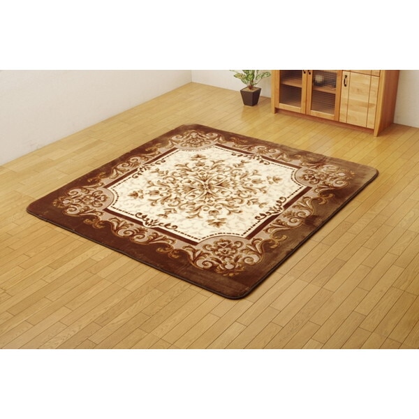 1270700063201 王朝柄 ラグ 長方形 シャルマン ボリュームタイプ ブラウン 約200×250cm メーカー直送