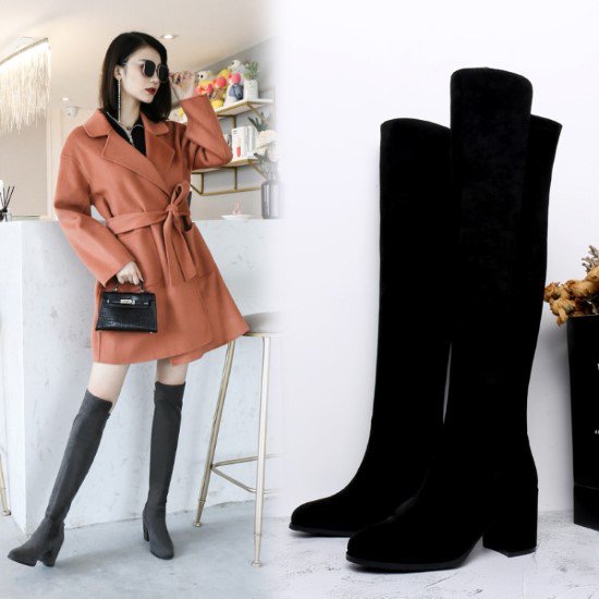 【取寄：納期2週間】ニーハイブーツ レディース ロングブーツ 靴 シューズ ブーツ ロング丈 シンプル 無地 ニーハイ 黒 ブラック カジュアル きれいめ お出掛け おしゃれ 美脚 脚長