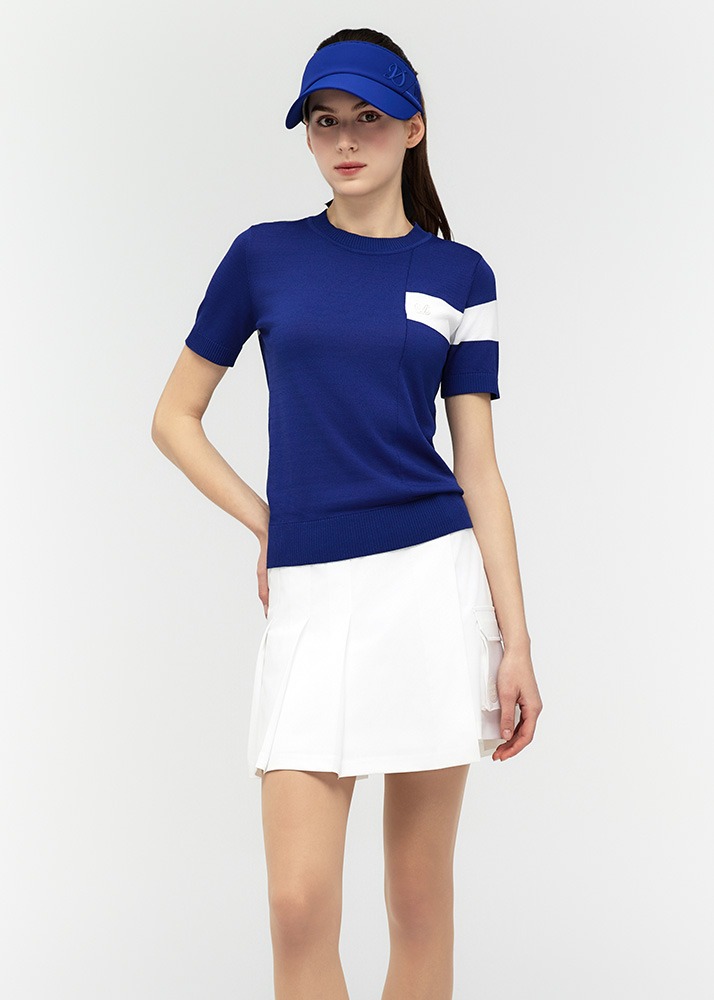 DUVIK 면블럭 라운드 스웨터 / R.BLUE