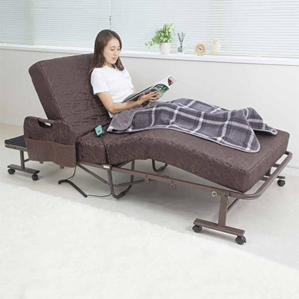 折りたたみベッド 簡易ベッド 約幅101cm ブラウン スチールパイプ 手すり コイルスプリング 折りたたみ 電動ベッド ベッドルーム 41,568円