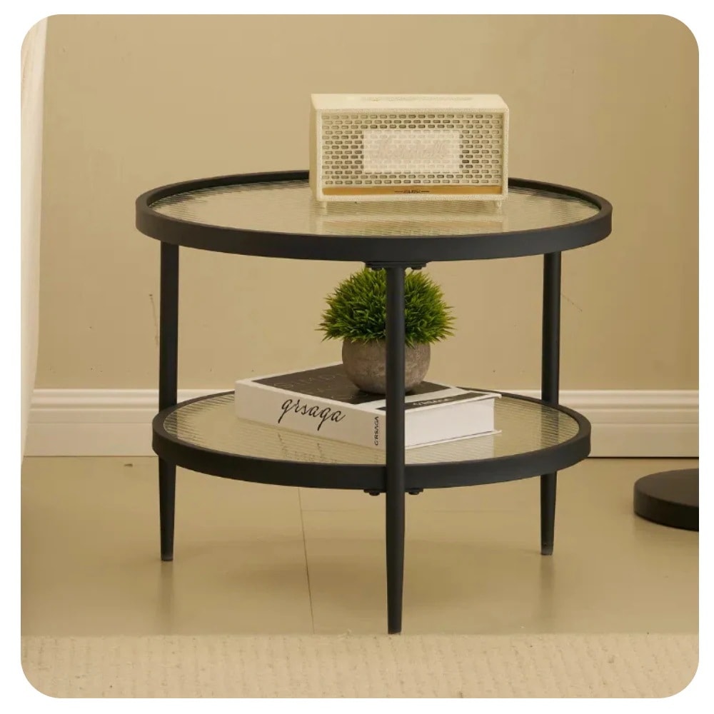 【国内発送Ｍ】493ガラステーブル センターテーブル 単品　ガラス天板 二段式 収納付き コンパクト リビング 8,325円