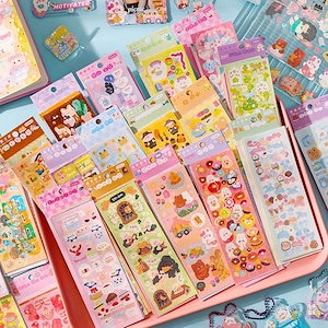 10枚のカードセットかわいいアニメ児童手帳貼り絵カードシール手帳シール