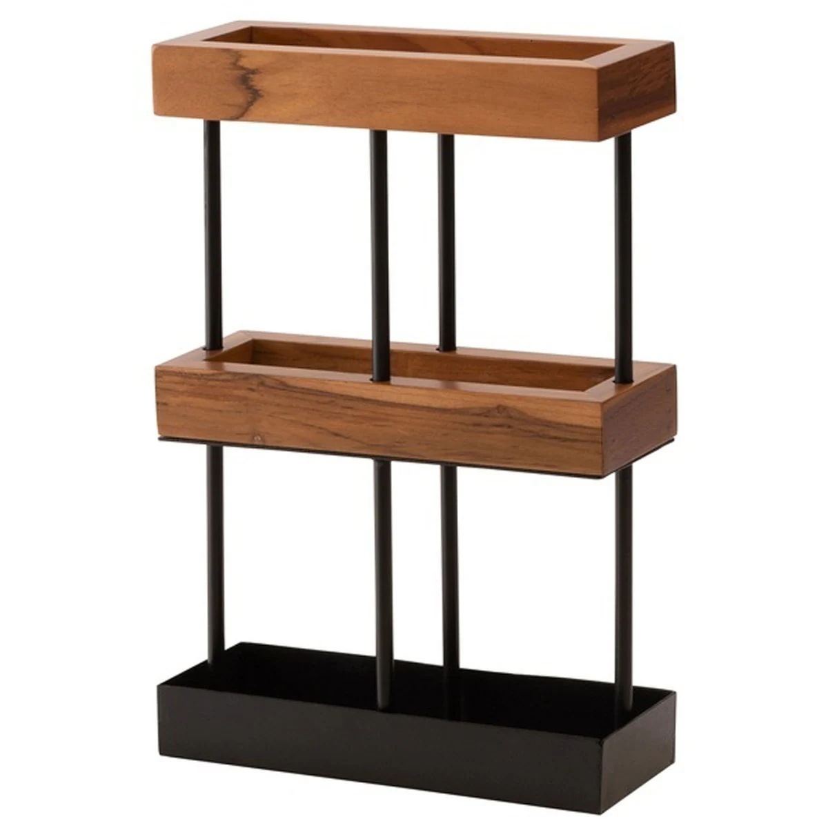 傘立て 天然木 チーク ラッカー塗装 スチール 粉体塗装