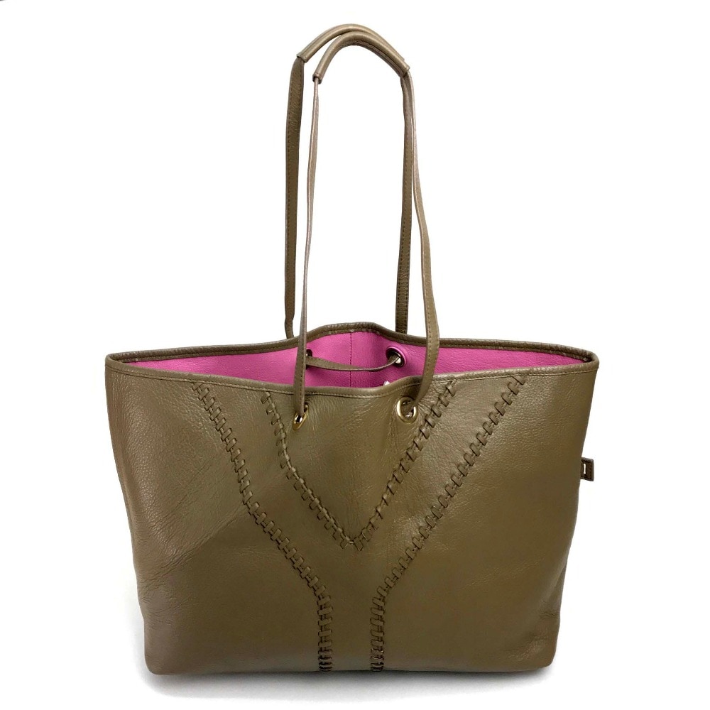 YVES SAINT LAURENT イヴサンローラン トートバッグ 284650 リバーシブル ネオダブル カバン ハンドバッグ レザー チャコールグレー系