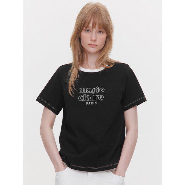 エッセンシャルロゴ配色ステッチ半袖Tシャツ(MAGBTS03MBK)