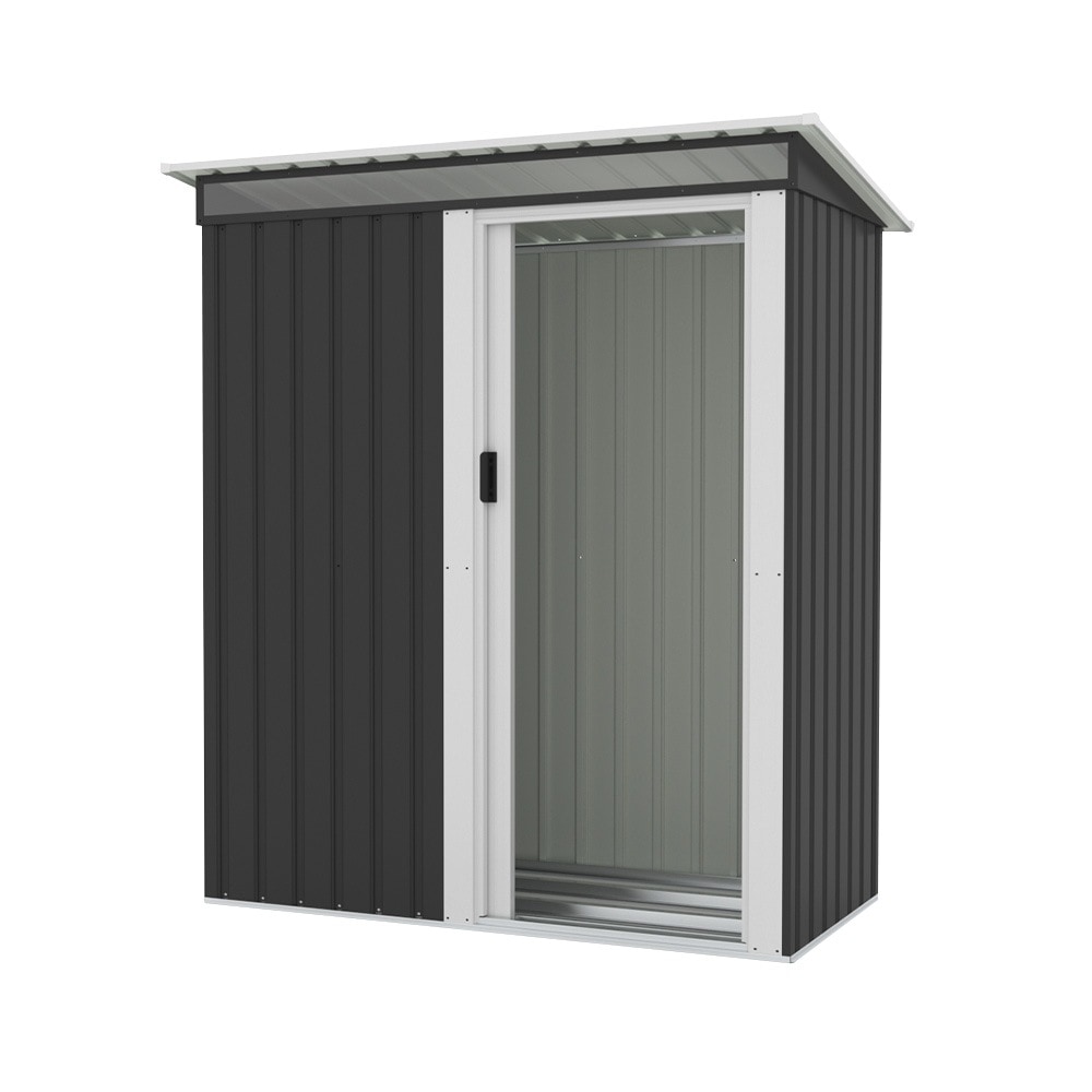 【 棚なし】ブラック+ホワイト　物置 屋外 大型 倉庫 大型物置 戸外収納庫 物置 防水/耐侯 収納可能 ガーデン/庭/田畑/農場 頑丈 大容量 スチール　引き戸　補強フレーム付き　窓付き　床なし