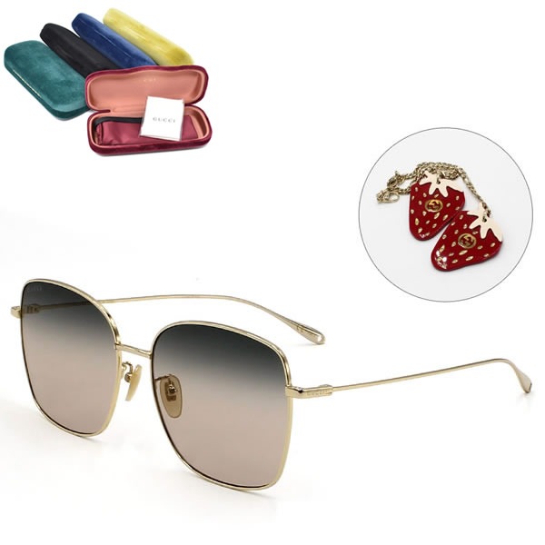 サングラス GG1030SK-005 サングラス EYEWEAR ゴールド グレーグラデーションピンク ノーズパット レディース