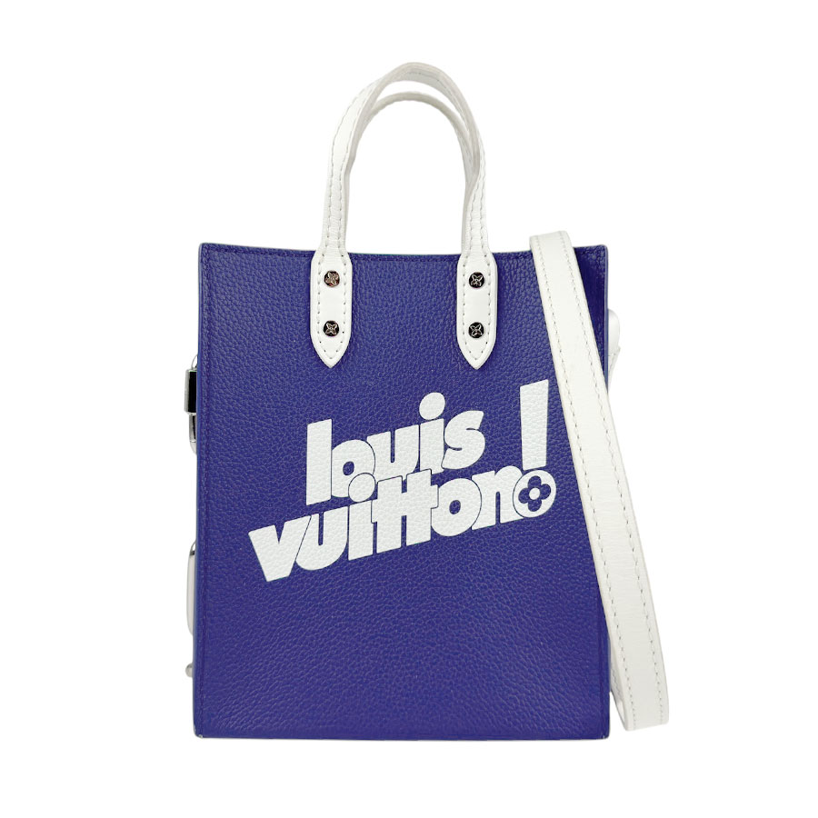 ルイ ヴィトン LOUIS VUITTON ハンドバッグ 斜め掛けショルダーバッグ エブリデイLV サックプラ レザー ネイビーブルー/ホワイト シルバー メンズ M80841 z4142