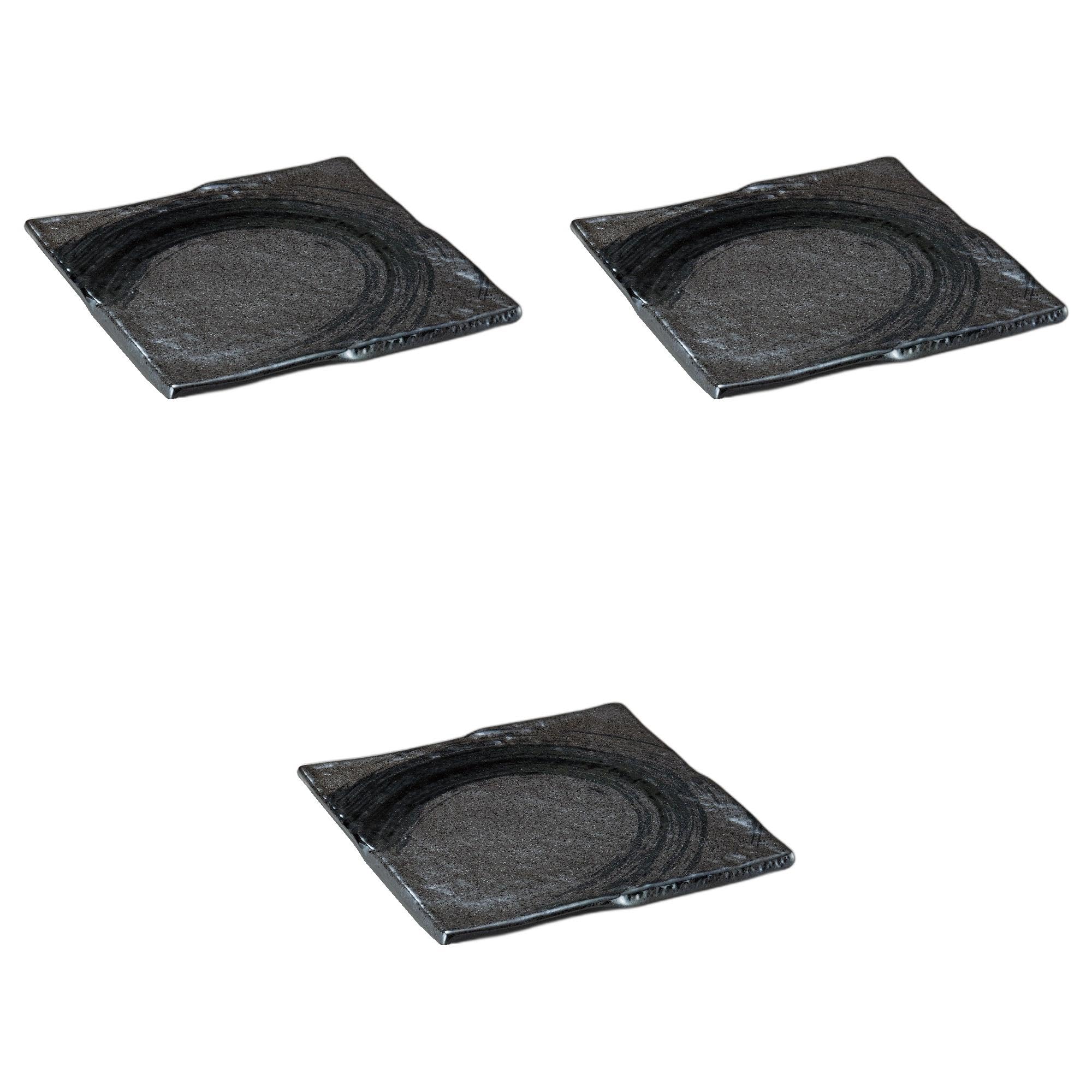 3個セット 豪快・黒玄23cm正角皿 [ 24×2.1cm ] 角皿陶磁器 セトモノホンポ(Setomonohonpo)