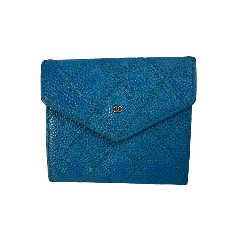 【最終処分SALE】CHANEL シャネル ココマーク キャビアスキン コインケース ブルー A-11272