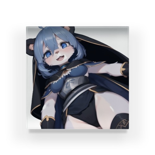 【文字入れ可能受注生産】パンダの女の子　マーガレット アクリルブロック