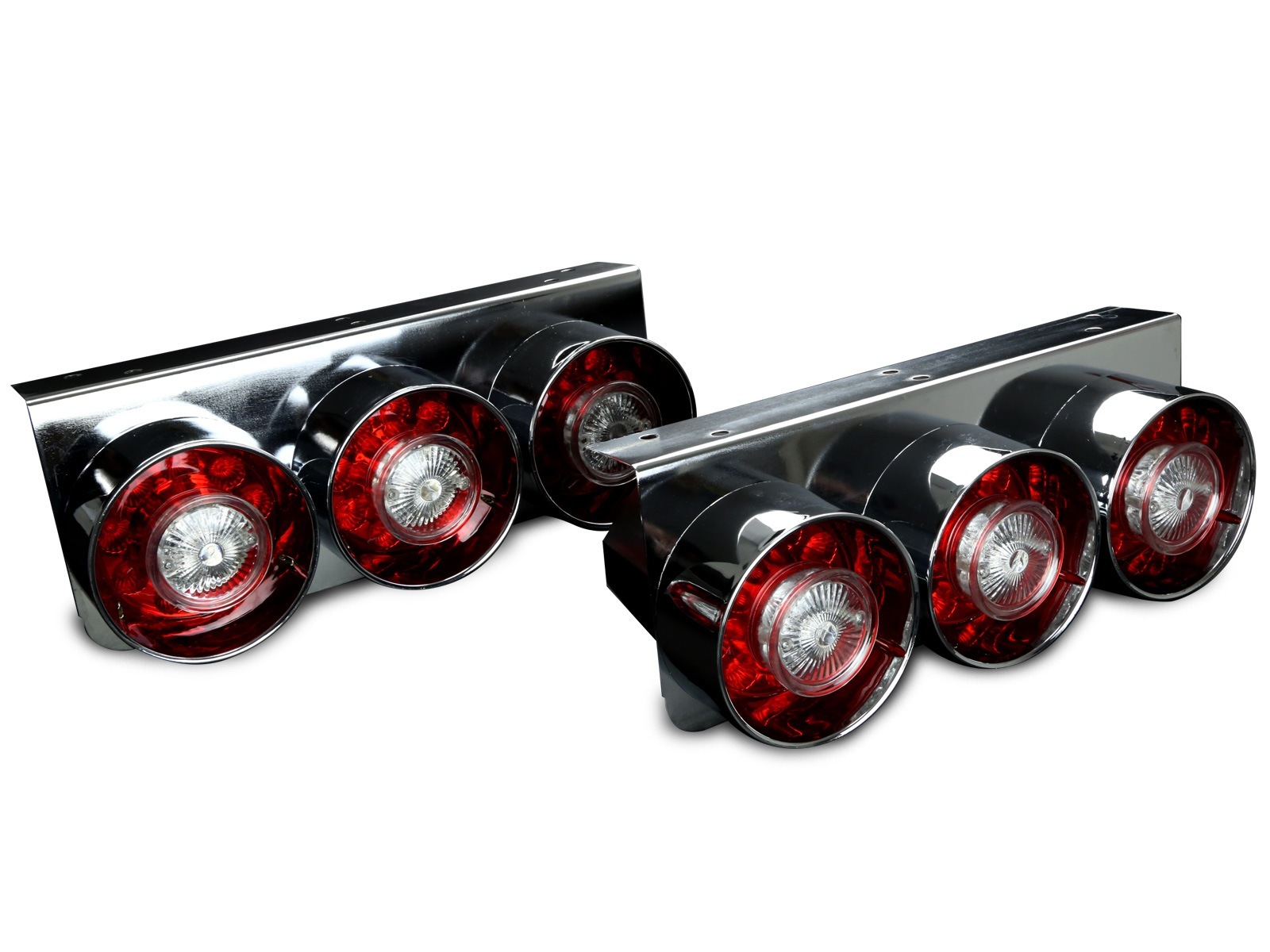 トラック用 レトロ 丸型3連ロケット フルLED 24V コンビネーション テールランプ テールライト 左右セット 汎用 F-250