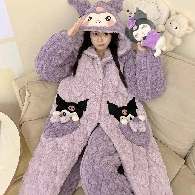 着ぐるみパジャマ 着ぐるみコスプレ ネグリジェ レディース 秋冬 厚手 レディース パジャマ クロミ レディース 三層 かわいい 暖かい ベルベット ホーム服セット アニメ コミック