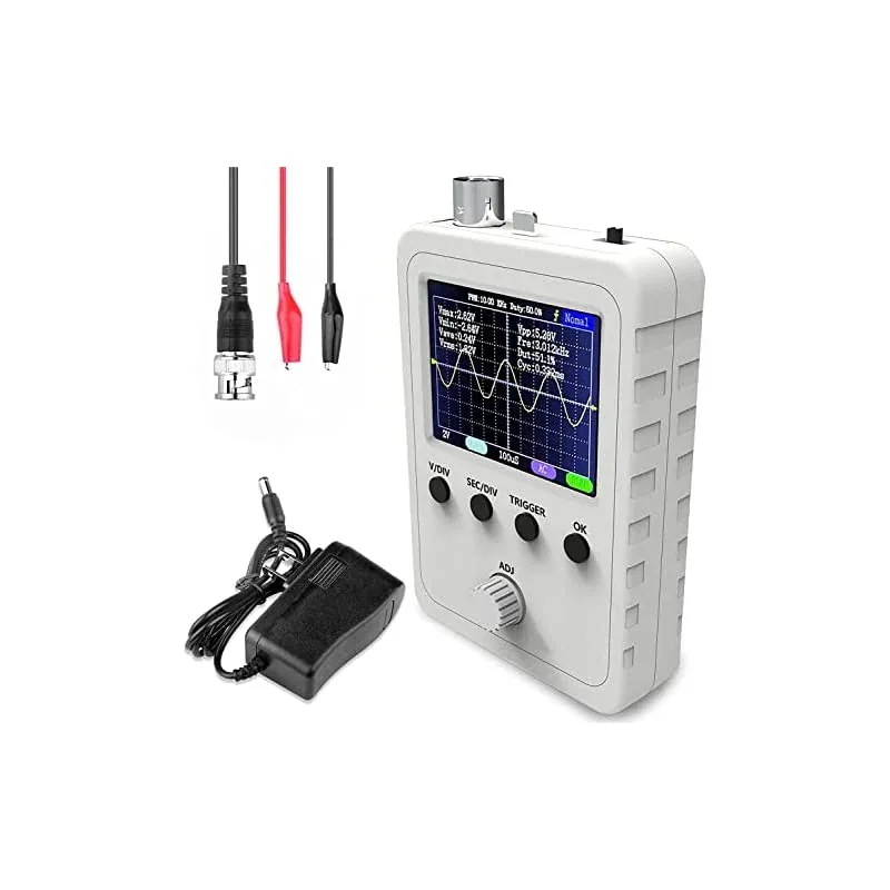 【即納】オシロスコープ 2.4インチTFT ハンドヘルド デジタル オシロスコープキット オシロスコープテスター 0-200KHz 5mV/Div 20V/Div感度 9V DC クリップケーブル
