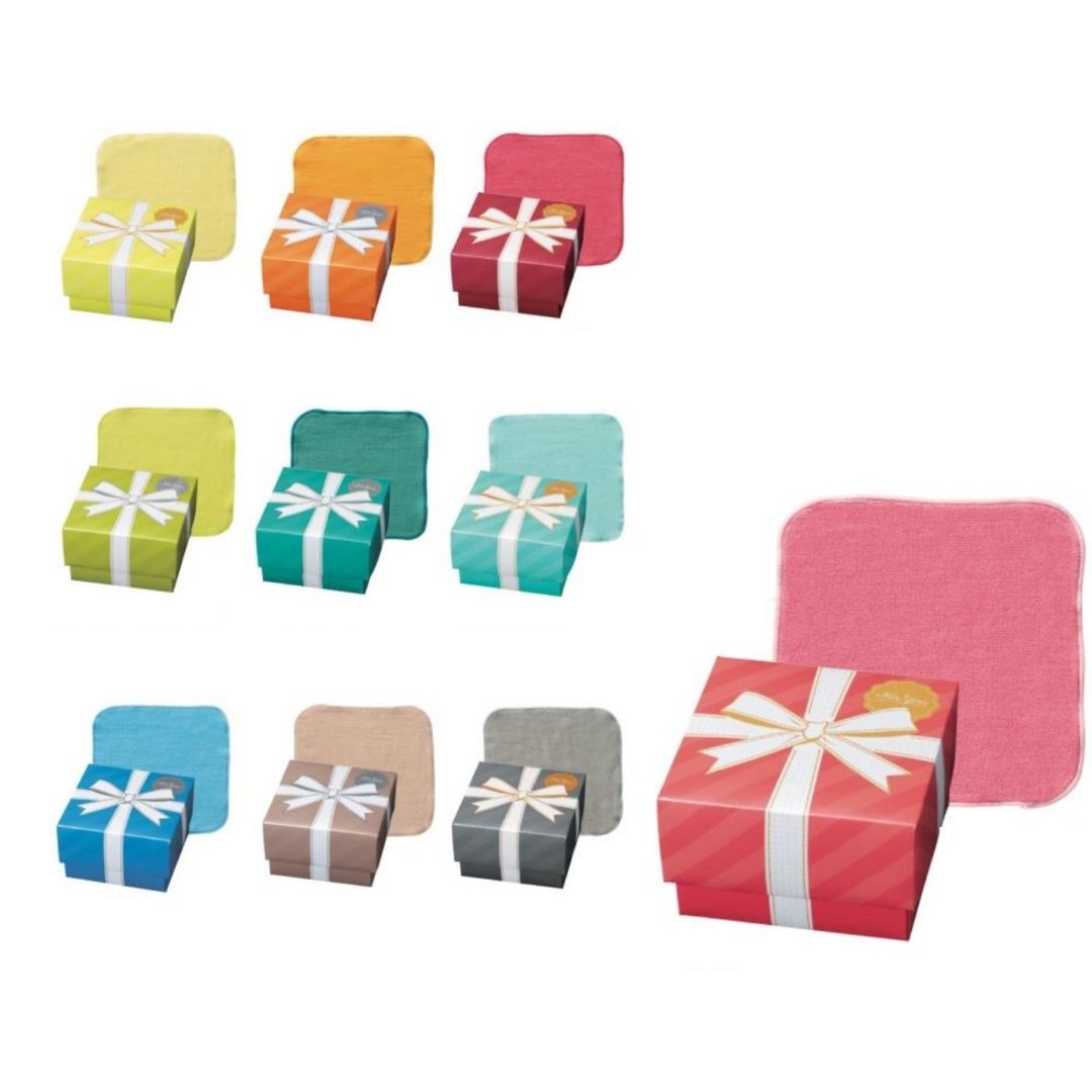 【120個セット】トイロ ギフトボックス入ハンカチタオル ギフトタオル プチギフト ハンカチタオル カラフル ボックスギフト 粗品 販促品 敬老会 ミニギフト 10色展開 店頭ディスプレイ