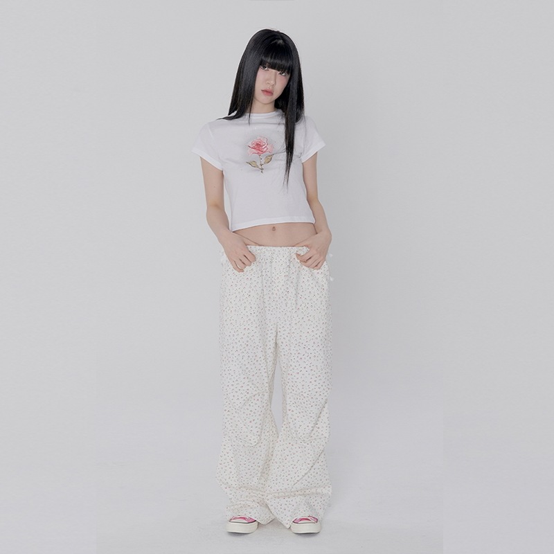 FLOWER GARDEN BANDING PANTS - IVORY