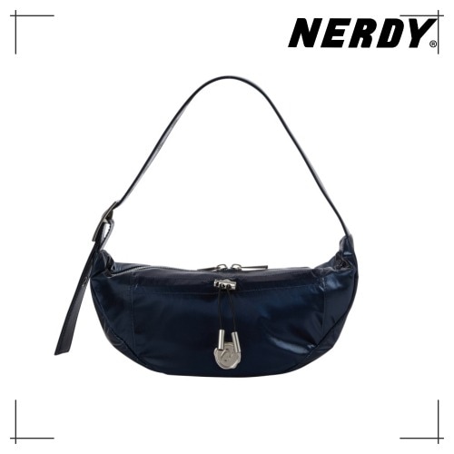 NERDY 公式正規品 スタンプ シャーリング ホーボーバッグ (Navy) 韓国ファッション