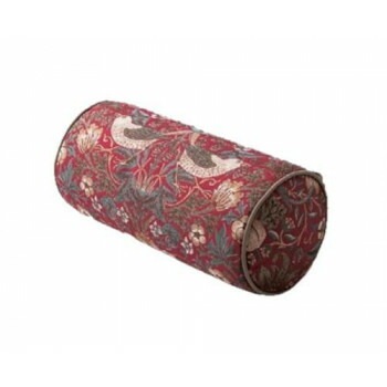 川島織物セルコン　モリスデザインスタジオ　いちご泥棒　ボルスター型クッション　40x18Rcm　LL1710　レッド