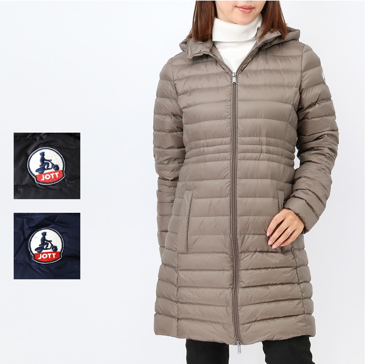 ロングダウンジャケット VERO 2.0 ライトダウン 薄手 パッカブル仕様 フード取り外し可能 ロング丈 ダウンコート 軽量 レディース ロゴ スリムシルエット ブランド