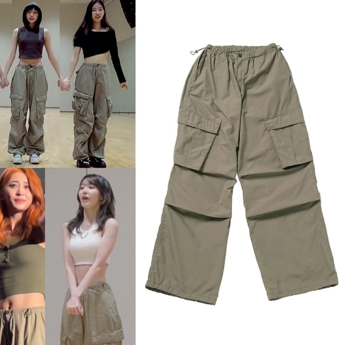 【LE SSERAFIM着用】 ARACHUTE CARGO PANTS KHAKI