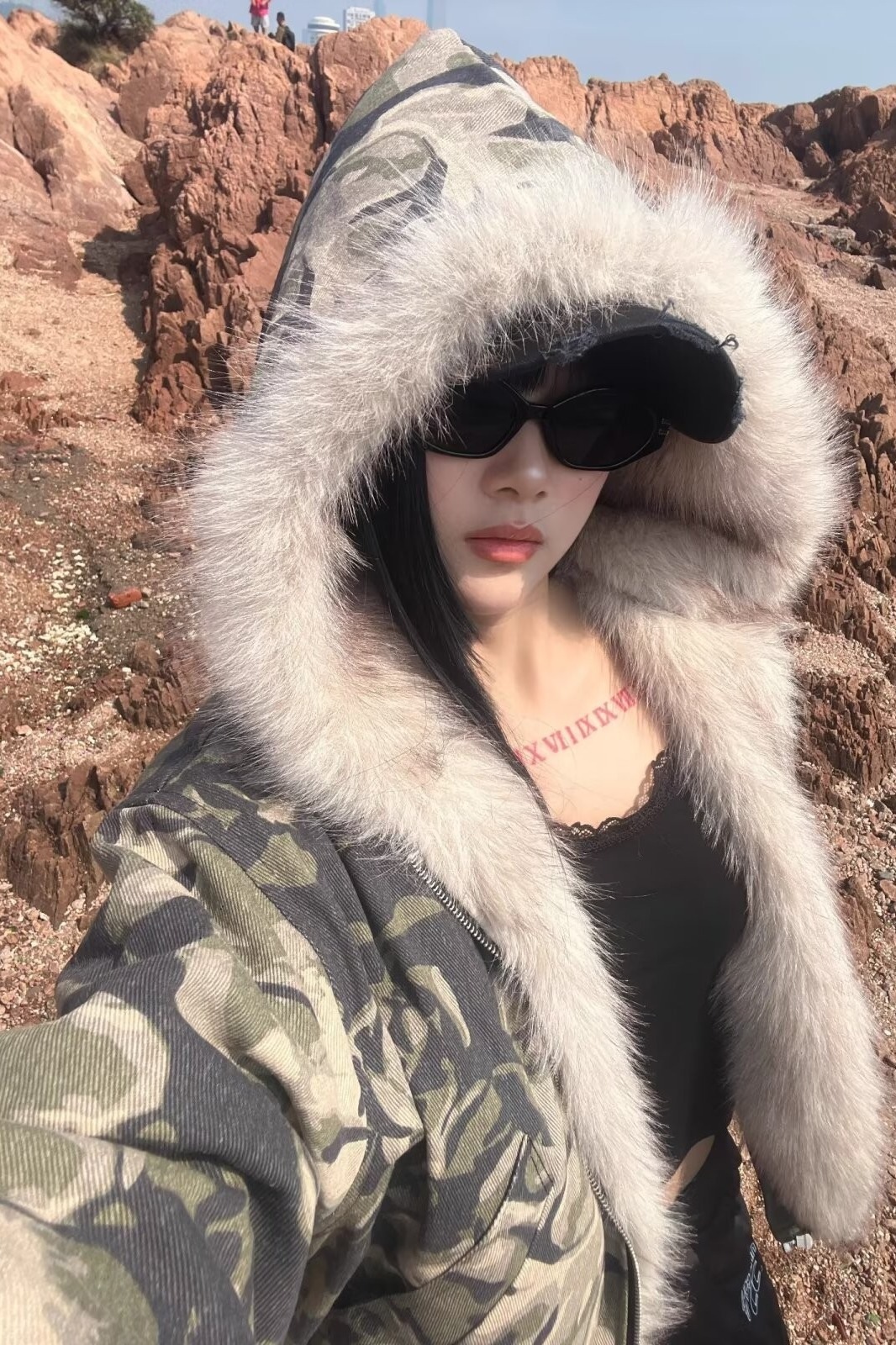 2024冬 アメリカンストリート オーバーサイズ パーカーコート 綿混 リバーシブルデザイン グリーン 4サイズ ゆったりルーズフィット