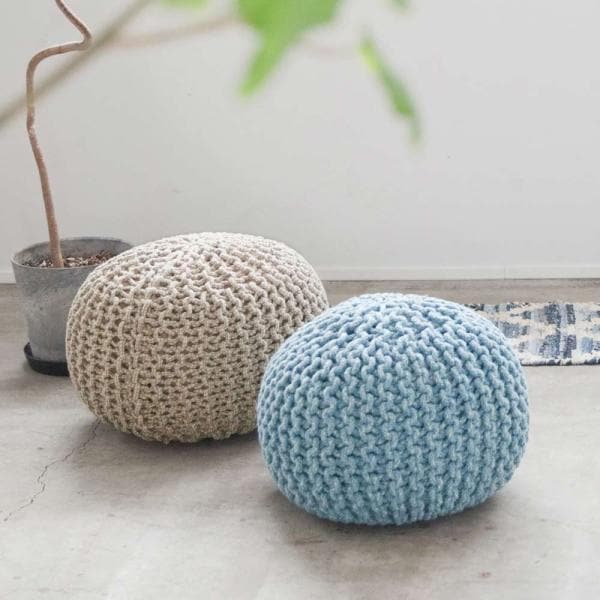 オットマン 丸 おしゃれ ニット プフ クッション 50ｃｍ モロッコ雑貨 POUF グランピング スツール 椅子 インテリア
