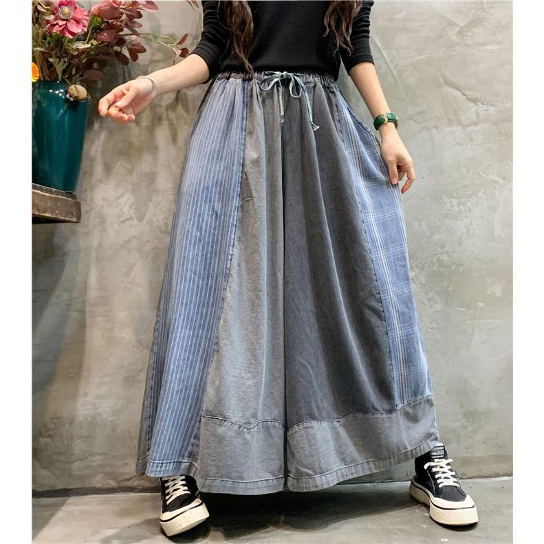 ワイドパンツ レディース デニムパンツ ガウチョパンツ 花柄 ロング丈 パンツ 体型カバー 大きいサイズ ボトムズ ラシャ 春 夏 着痩せ 美脚 おしゃれ カジュアル