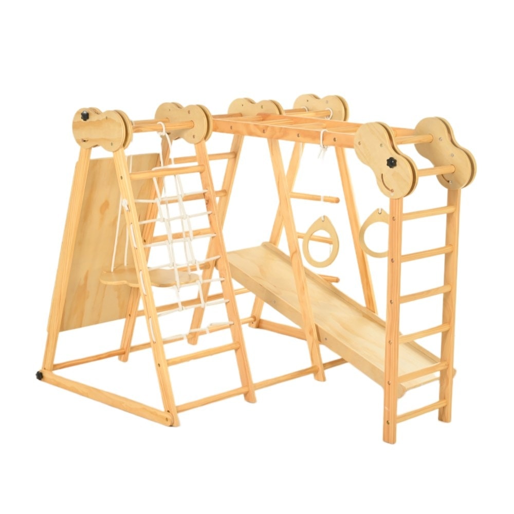 【国内発送】37ジャングルジム 天然木 すべり台 折りたたみ 滑り台 屋内 室内用 室内遊具 キッズ 子供 誕生日プレゼント おもちゃ【元SKU：WF292029AAA】