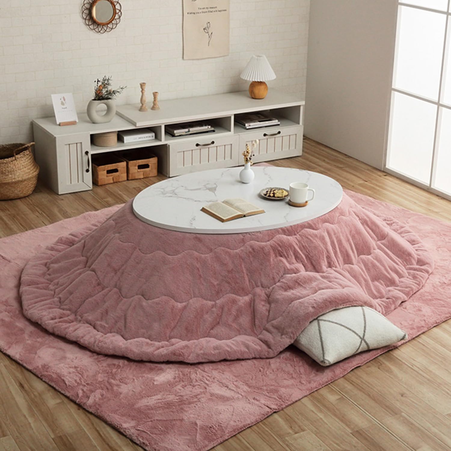 イケヒコ こたつ 布団 楕円形 ラピアス ダスティピンク 約185×225cm楕円形 無地 やわらか ふかふか フェミニン #6842489