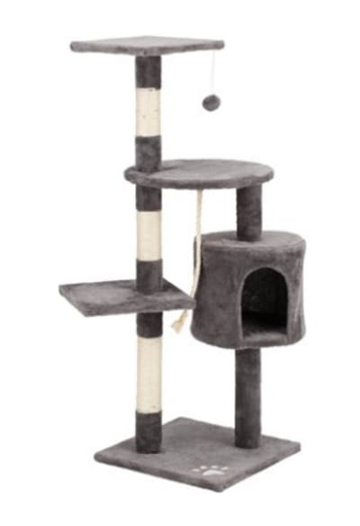 キャットタワー 省スペース 高さ114cm 幅40cm つめとぎ おもちゃ ペット用品