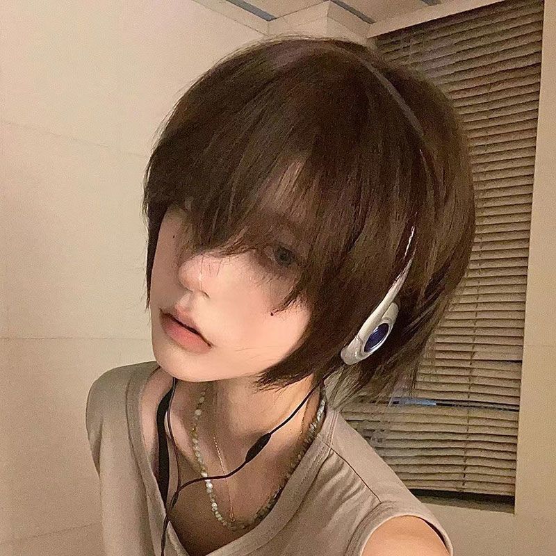 メンズショートヘア ins人気 ウィッグ コスプレ 韓国 イケメンメンズヘアスタイルおしゃれでハンサムセンター分け小顔前髪ウィッグセット
