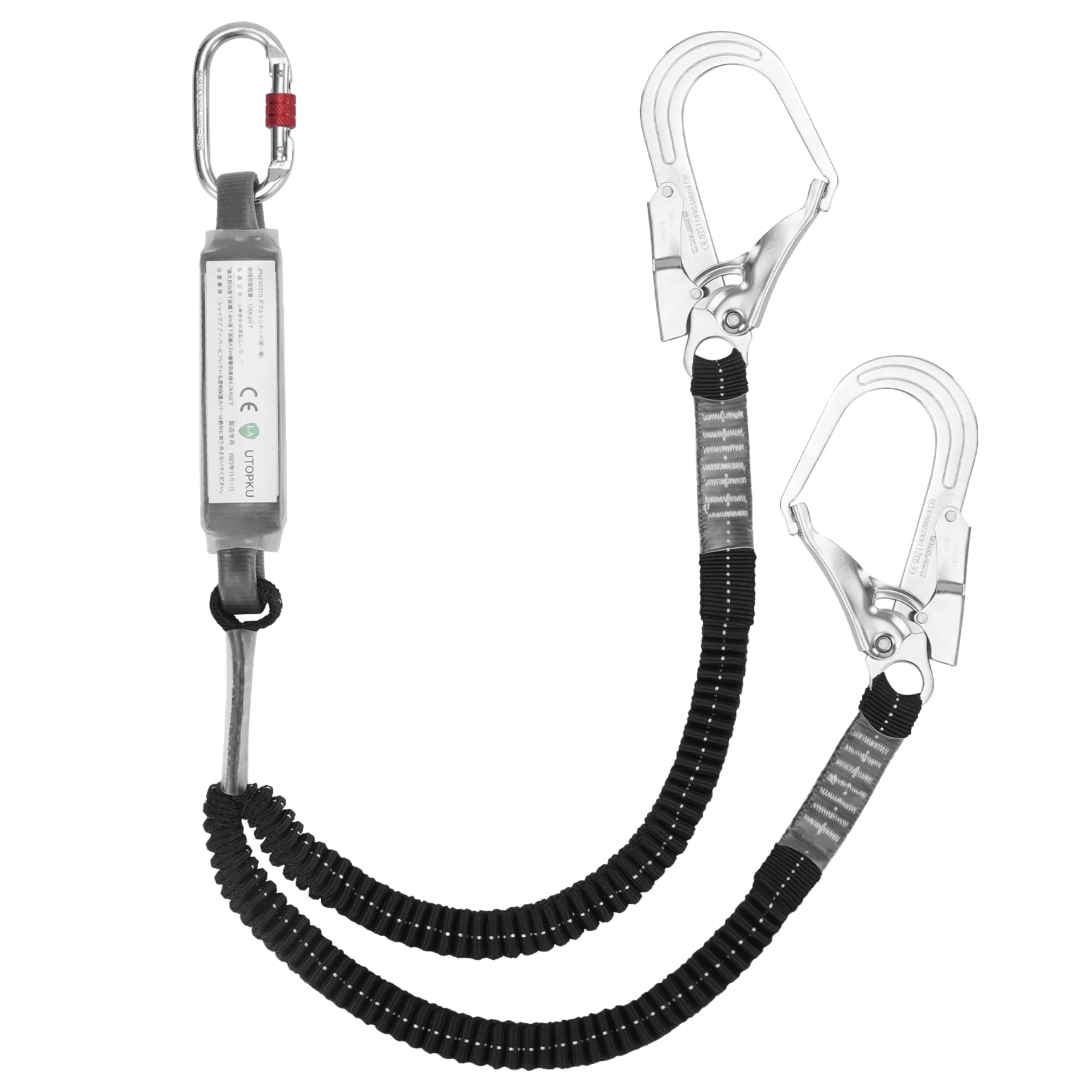 [Jisentoll] ランヤード 新規格適合 フルハーネス用 ランヤード 胴ベルト型用ランヤード 墜落制止用器具ランヤード 二丁掛け 電気工事 建設工事 現場 一般高所作業用 使用可能質量100kg