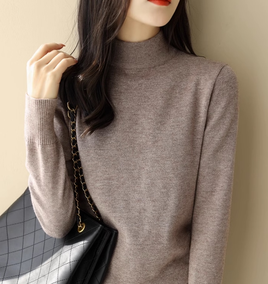 トップス デート モテアイテム ニットソー 長袖 ハイネック リブ コットン 大人可愛い きれいめ 上品 おしゃれ かっこいい 大人可愛い ラブリー キュート ガーリー クール モード系 セクシー