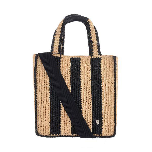 BAG51902 NC ナミ ストライプ ナチュラル チャコール ミニ トートバッグ