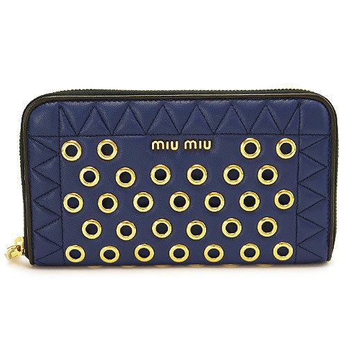 ミュウミュウ 長財布 財布 MIUMIU ラウンドファスナー ナッパ ヴェレ レザー インキオストロ 5M0506 NAPPA VELE INCHIOSTRO/2BAE F0021ILB 46,035円